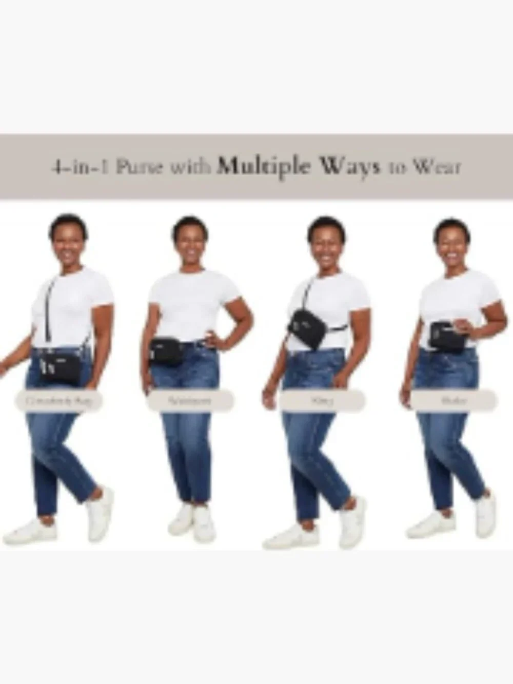 Baggallini Triple Zip Small Crossbody Bag - Convertible Fanny Pack Belt Bag -